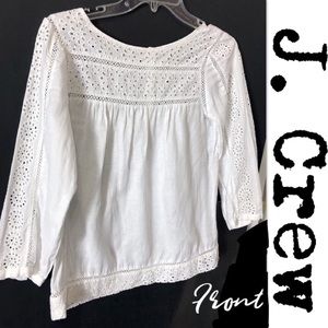 24-hr Sale J.Crew  linen Eyelet Peasant Top